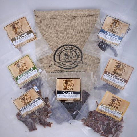 Alligator Jerky Kangaroo Jerky, Python Jerky, Ostrich, Mako Shark, Rabbit